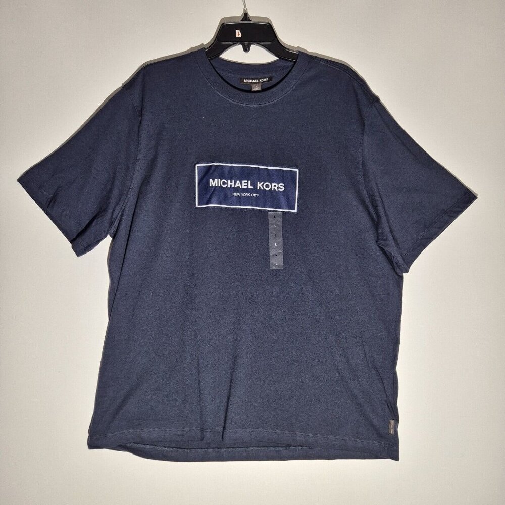 Michael Kors Men's Graphic Logo T Shirt Size L Short Sleeve Crew Neck Blue (48)